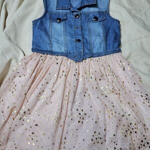 Rare edition Denim Vest with Pink and Gold Skirt